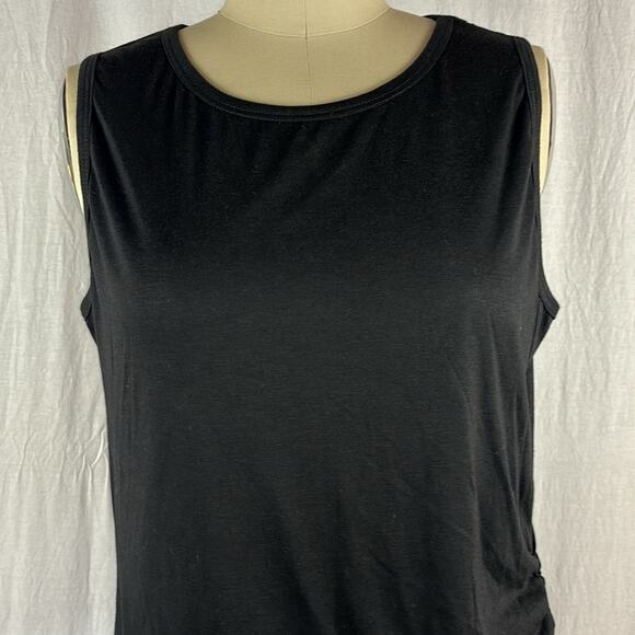 BTFMB Black Sleeveless Ruched Knit Mini Dress in Black - Picture 2 of 7